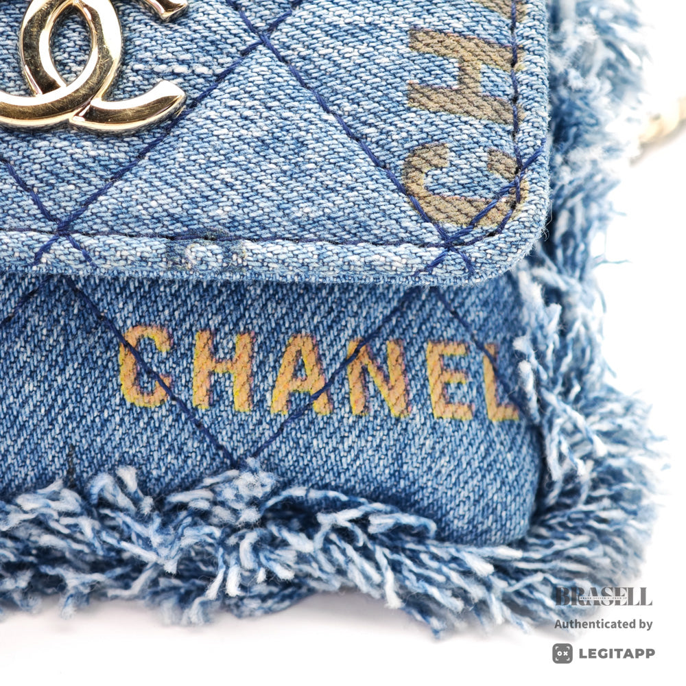 CHANEL Matelasse Denim Print Fringe Pouch Shoulder Women's【ImportFeeFREE】