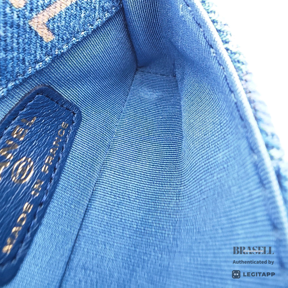 CHANEL Matelasse Denim Print Fringe Pouch Shoulder Women's【ImportFeeFREE】
