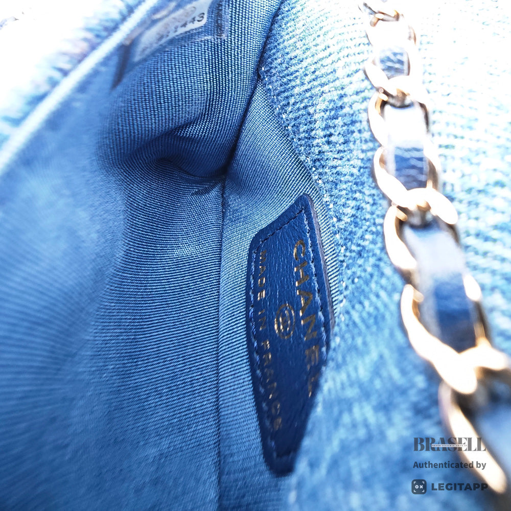CHANEL Matelasse Denim Print Fringe Pouch Shoulder Women's【ImportFeeFREE】
