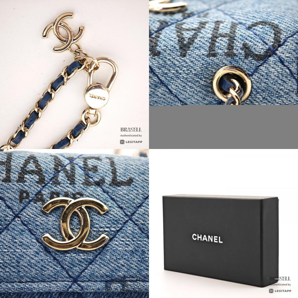 CHANEL Matelasse Denim Print Fringe Pouch Shoulder Women's【ImportFeeFREE】