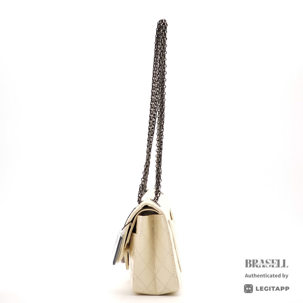 CHANEL 2.55 Matelasse Leather White Chain Shoulder Bag 【ImportFeeFREE】