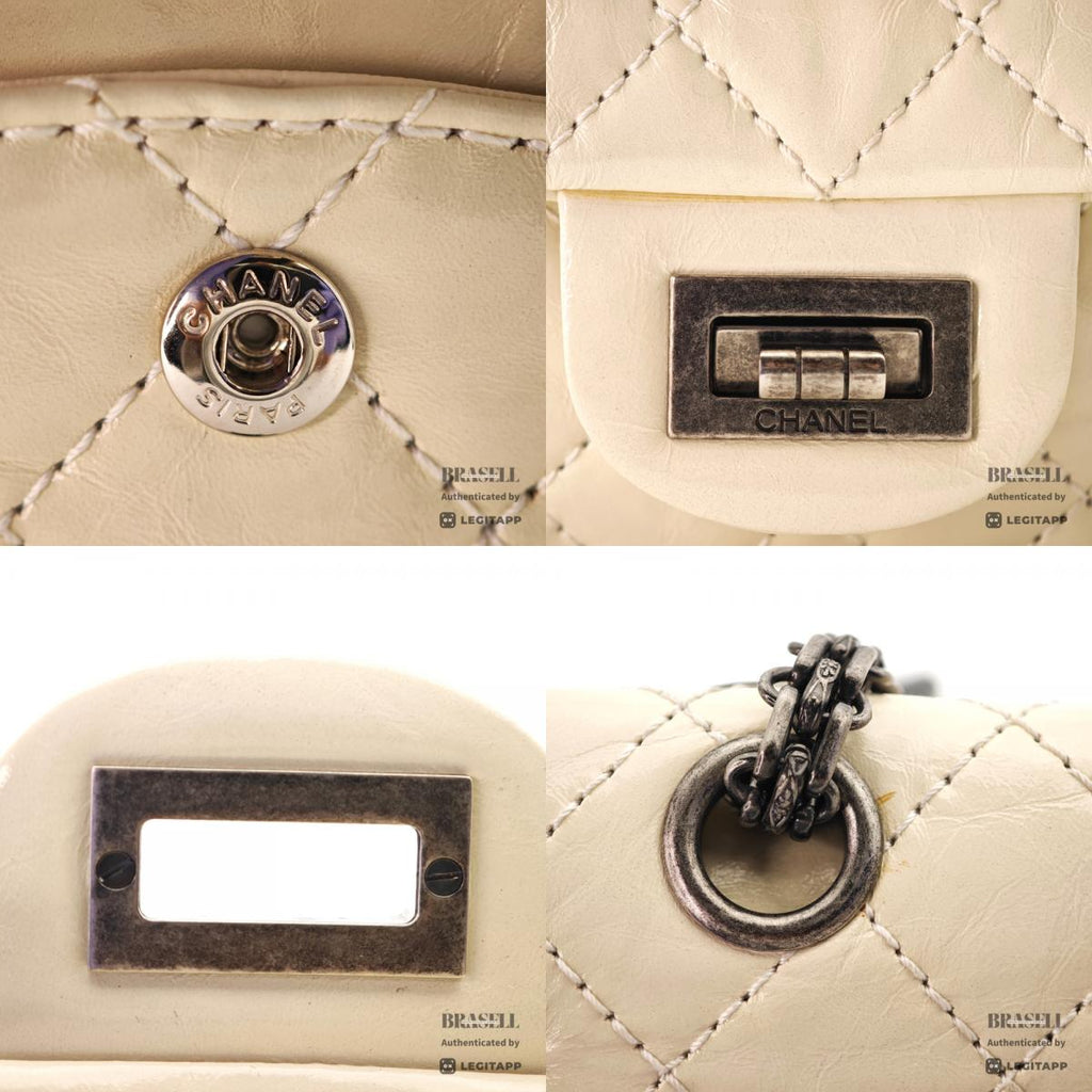 CHANEL 2.55 Matelasse Leather White Chain Shoulder Bag 【ImportFeeFREE】
