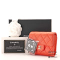 CHANEL Matelasse CC Logo Lambskin Orange Mini Wallet 【ImportFeeFREE】