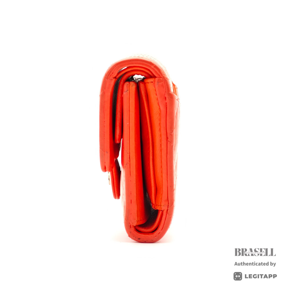 CHANEL Matelasse CC Logo Lambskin Orange Mini Wallet 【ImportFeeFREE】