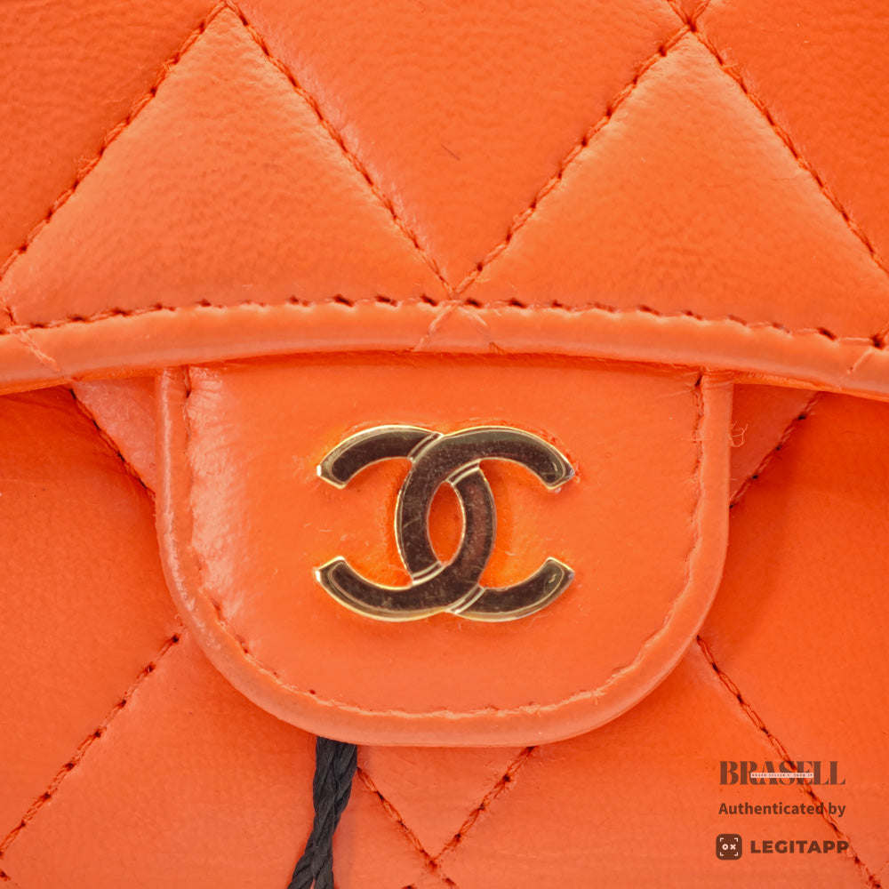 CHANEL Matelasse CC Logo Lambskin Orange Mini Wallet 【ImportFeeFREE】