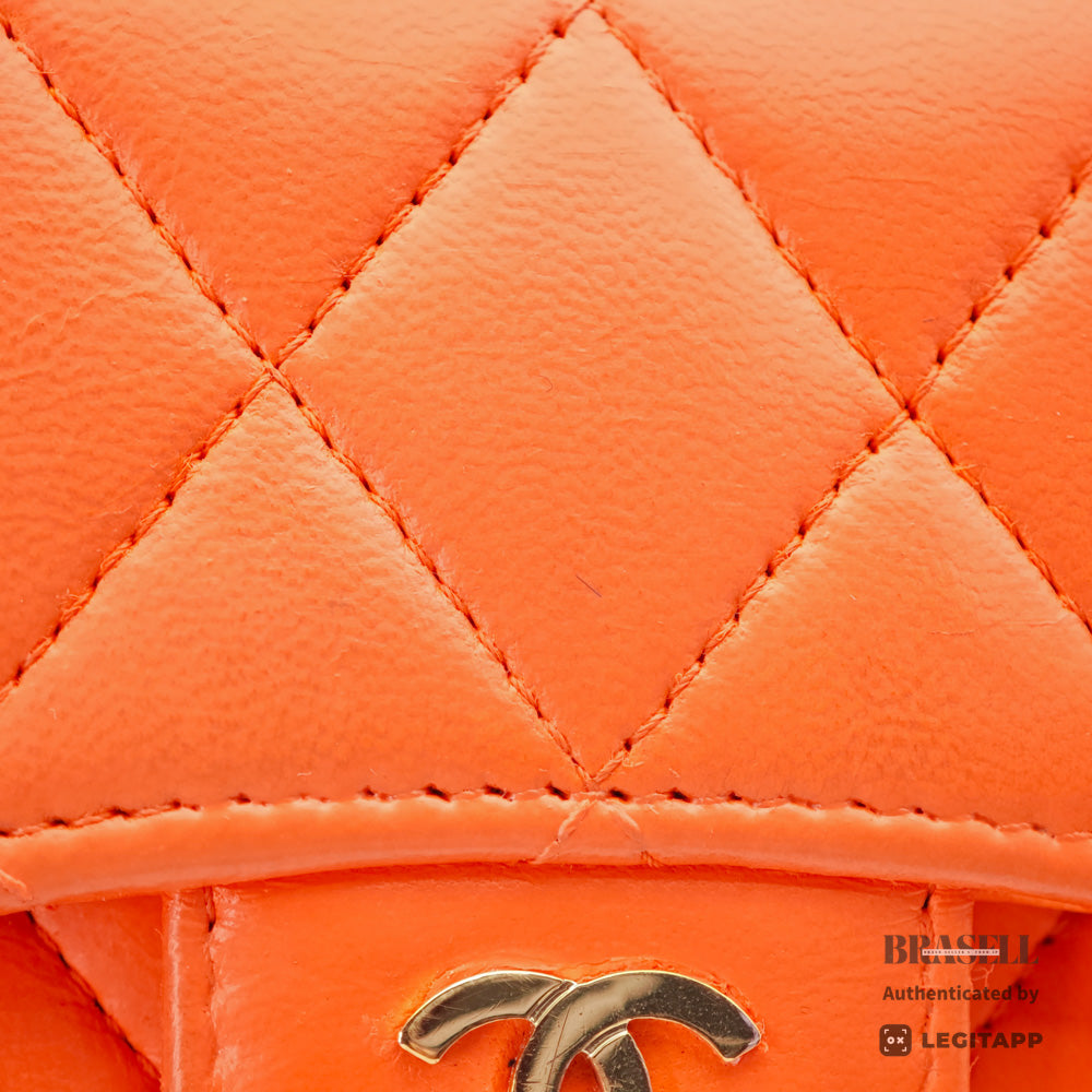 CHANEL Matelasse CC Logo Lambskin Orange Mini Wallet 【ImportFeeFREE】