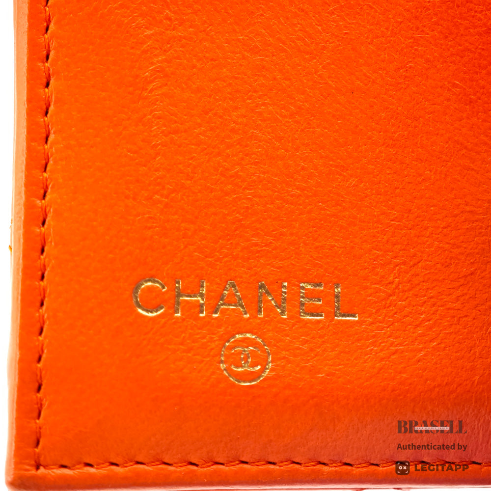 CHANEL Matelasse CC Logo Lambskin Orange Mini Wallet 【ImportFeeFREE】