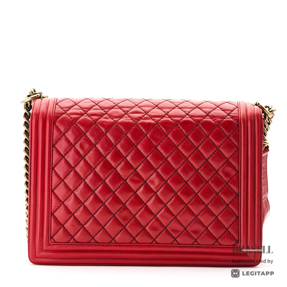 CHANEL Boy CHANEL Leather Red Chain Shoulder Bag Women's 【ImportFeeFREE】