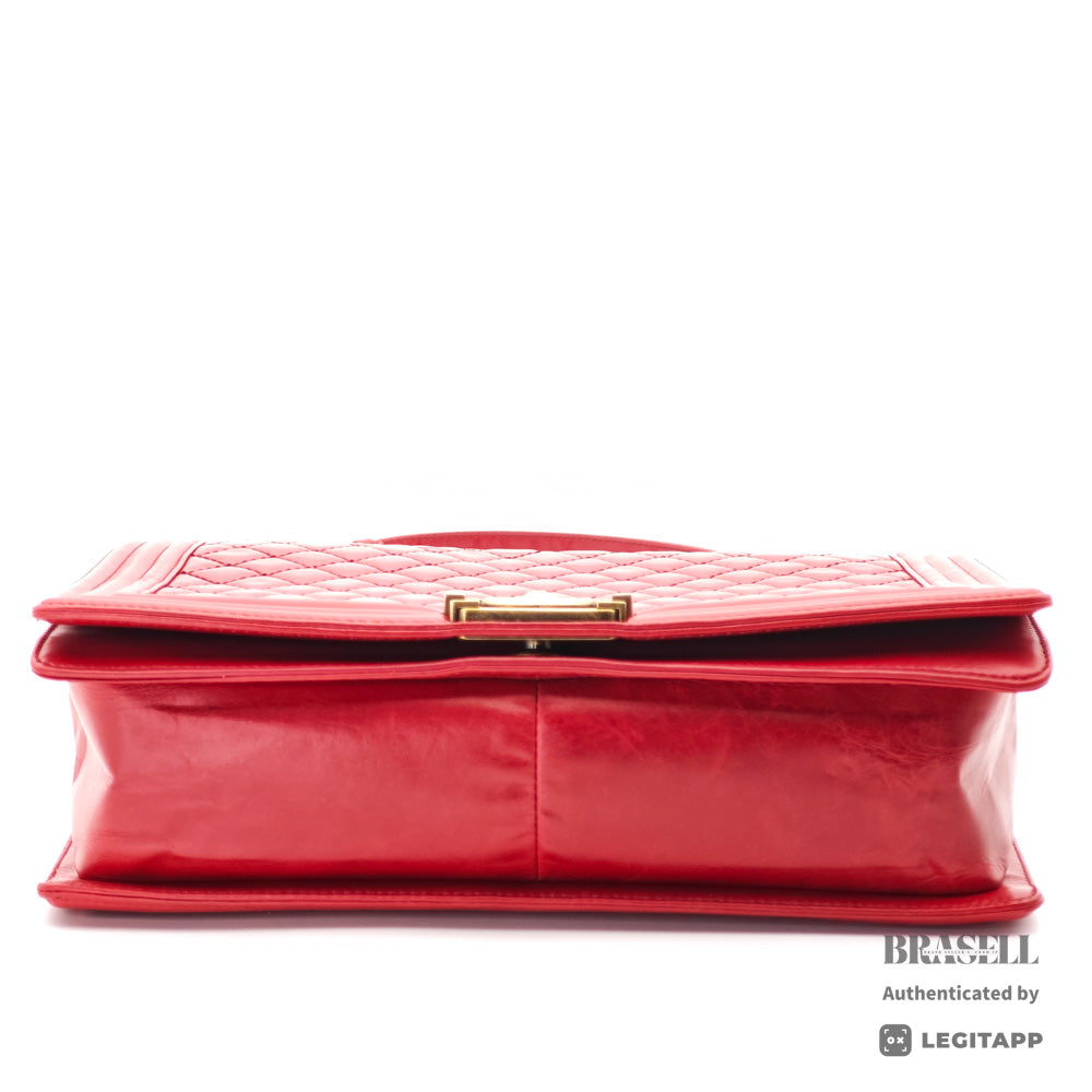CHANEL Boy CHANEL Leather Red Chain Shoulder Bag Women's 【ImportFeeFREE】