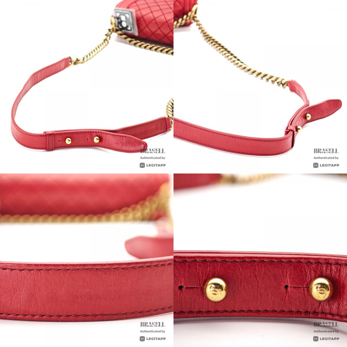 CHANEL Boy CHANEL Leather Red Chain Shoulder Bag Women's 【ImportFeeFREE】