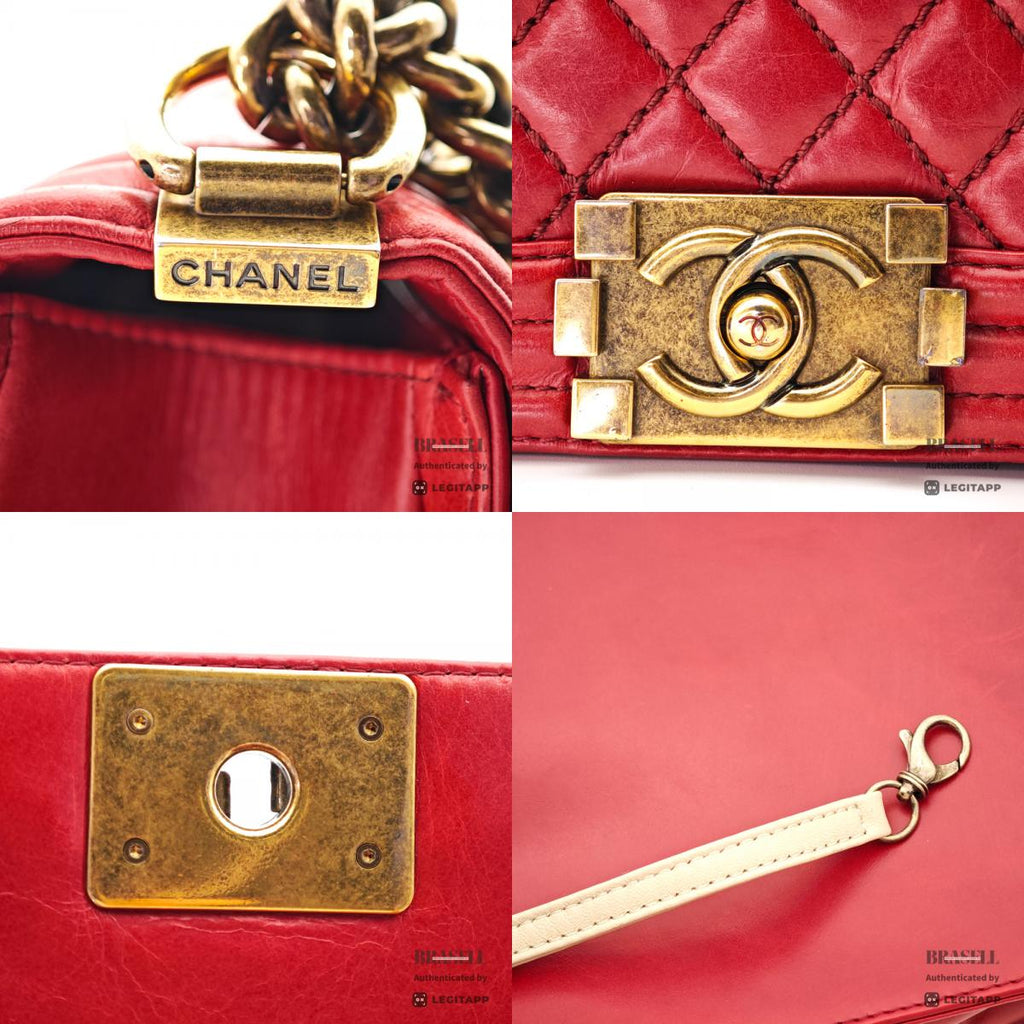 CHANEL Boy CHANEL Leather Red Chain Shoulder Bag Women's 【ImportFeeFREE】
