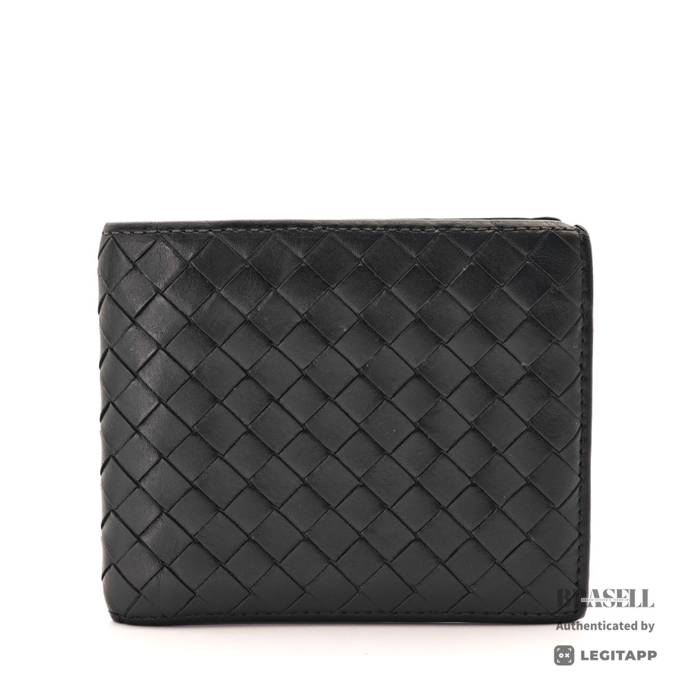 BOTTEGA VENETA Intrecciato Leather Black Bifold Wallet 【ImportFeeFREE】