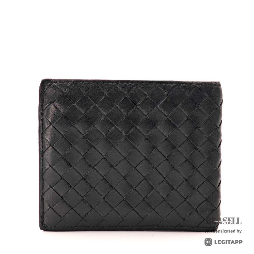 BOTTEGA VENETA Intrecciato Leather Black Bifold Wallet 【ImportFeeFREE】