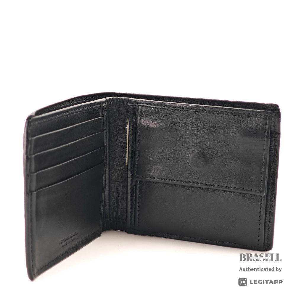 BOTTEGA VENETA Intrecciato Leather Black Bifold Wallet 【ImportFeeFREE】