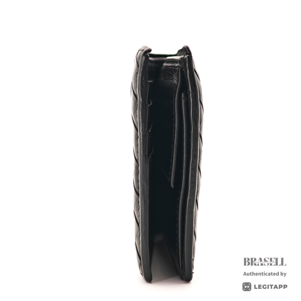 BOTTEGA VENETA Intrecciato Leather Black Bifold Wallet 【ImportFeeFREE】