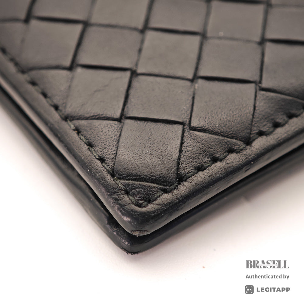 BOTTEGA VENETA Intrecciato Leather Black Bifold Wallet 【ImportFeeFREE】